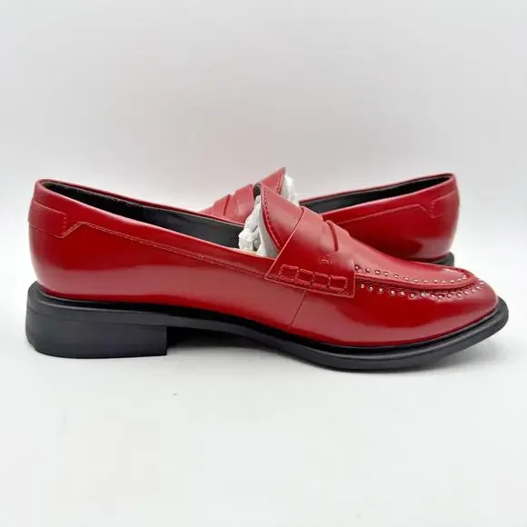 Franco Sarto Womens Eden Studded Loafers US 6.5 M EU 36.5 Red Slip On NIB - Picture 4 of 12